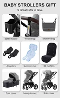 Poussette de voyage portable luxueuse 3 en 1 pour bébé, landau, cadre en aluminium, paysage élevé, nouveau-né 3