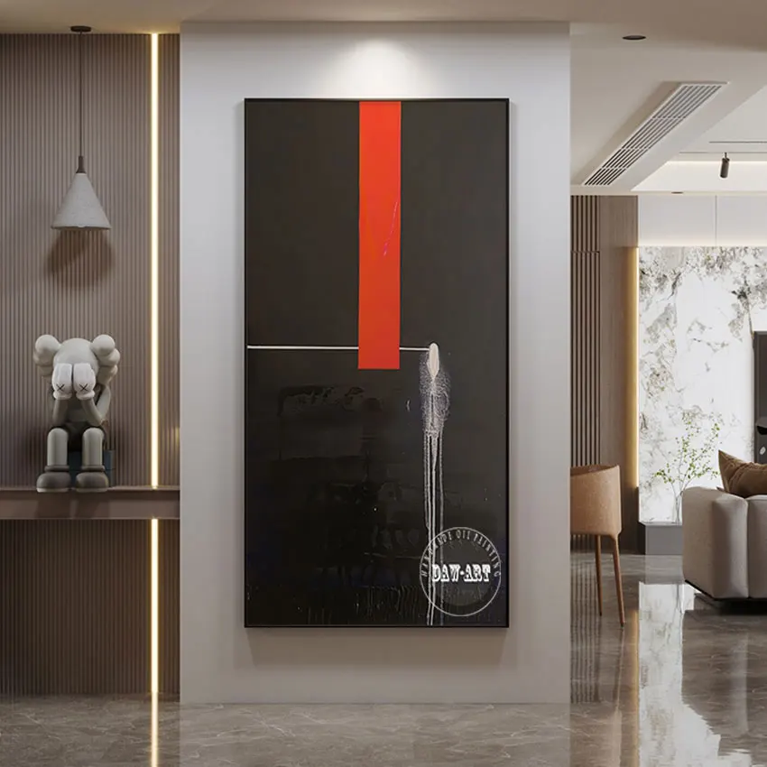 

Black Red Acrylic Texture Artwork Large Living Room Wall Pictures Modern Abstract Art Painting Handmade Canvas Roll Unframed