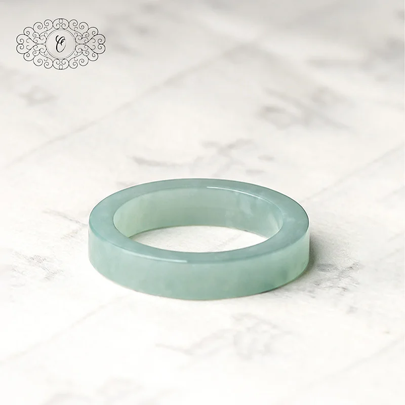 Elegant Blue Water Jade Ring | Natural Grade A Jade Jewelry
