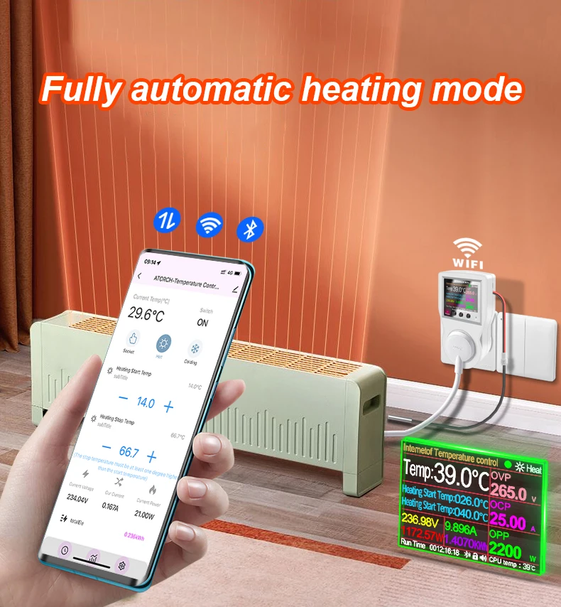 Description Picture 3 of itemAubess S1 WIFI Smart Thermostat Socket Incubator Temperature Controller Outlet With Timer 10A/16A AC220V For Heating Cooling