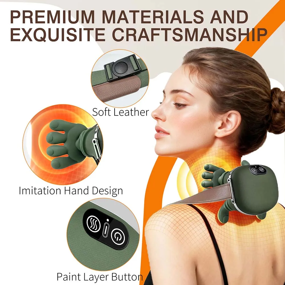 New Neck Shoulder Massager Kneading Massager Shawl 3-Level Modes Wireless Cervical Heated for Home Office Travel Use