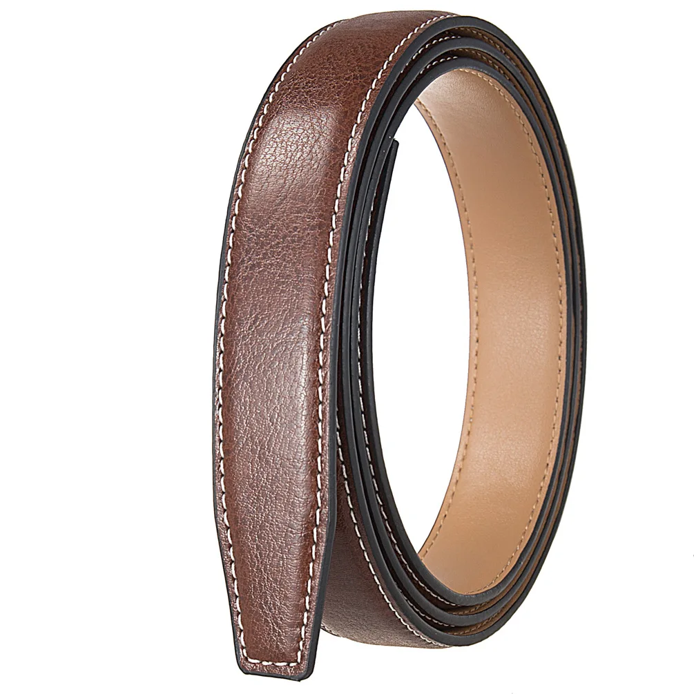 Plus Size 2.4cm New Luxury Brand Belts for Men High Quality Male Strap Genuine Leather Waistband Ceinture Homme,No Buckle