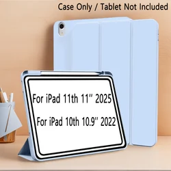 Premium iPad Case with Pencil Holder and Trifold Stand Smart Cover - iPad 11th 10th (Ice Blue)