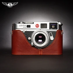 Luxurious Genuine Leather Half Camera Case Cover ( Lava Brown - M6)