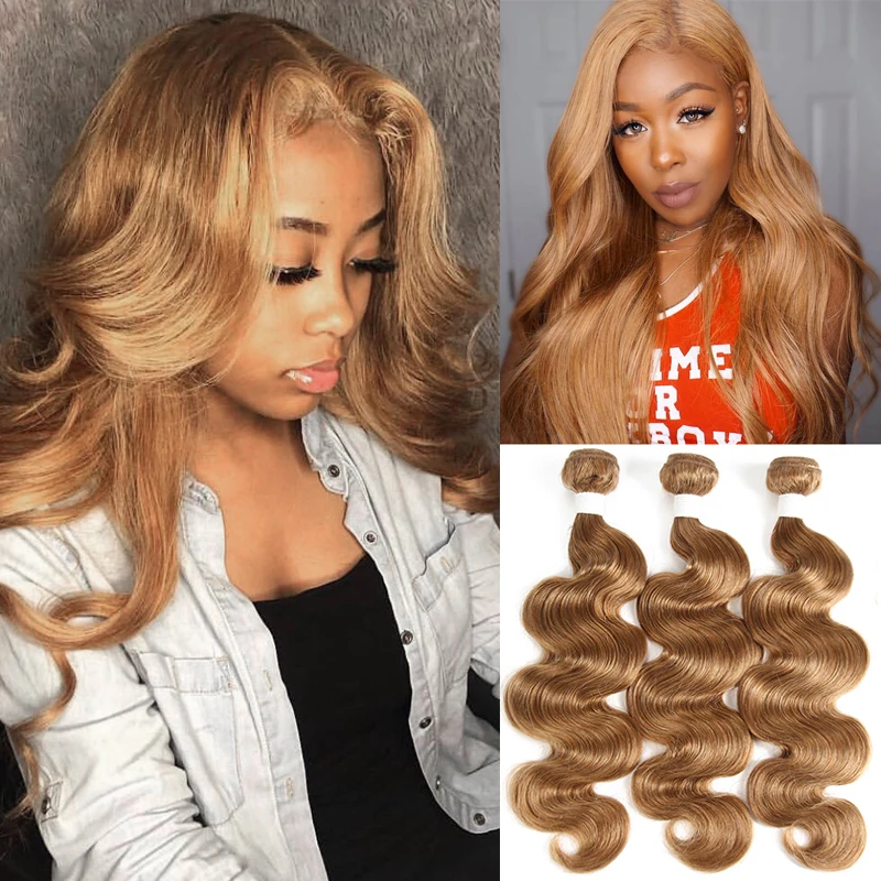 Human Hair Extensions Human Hair Bundles Body Wave Human Hair Bundles Honey Blonde Colored Human Hair Weave Bundles Brazilian Remy Bundle Deals 1 PC KEMY HAIR