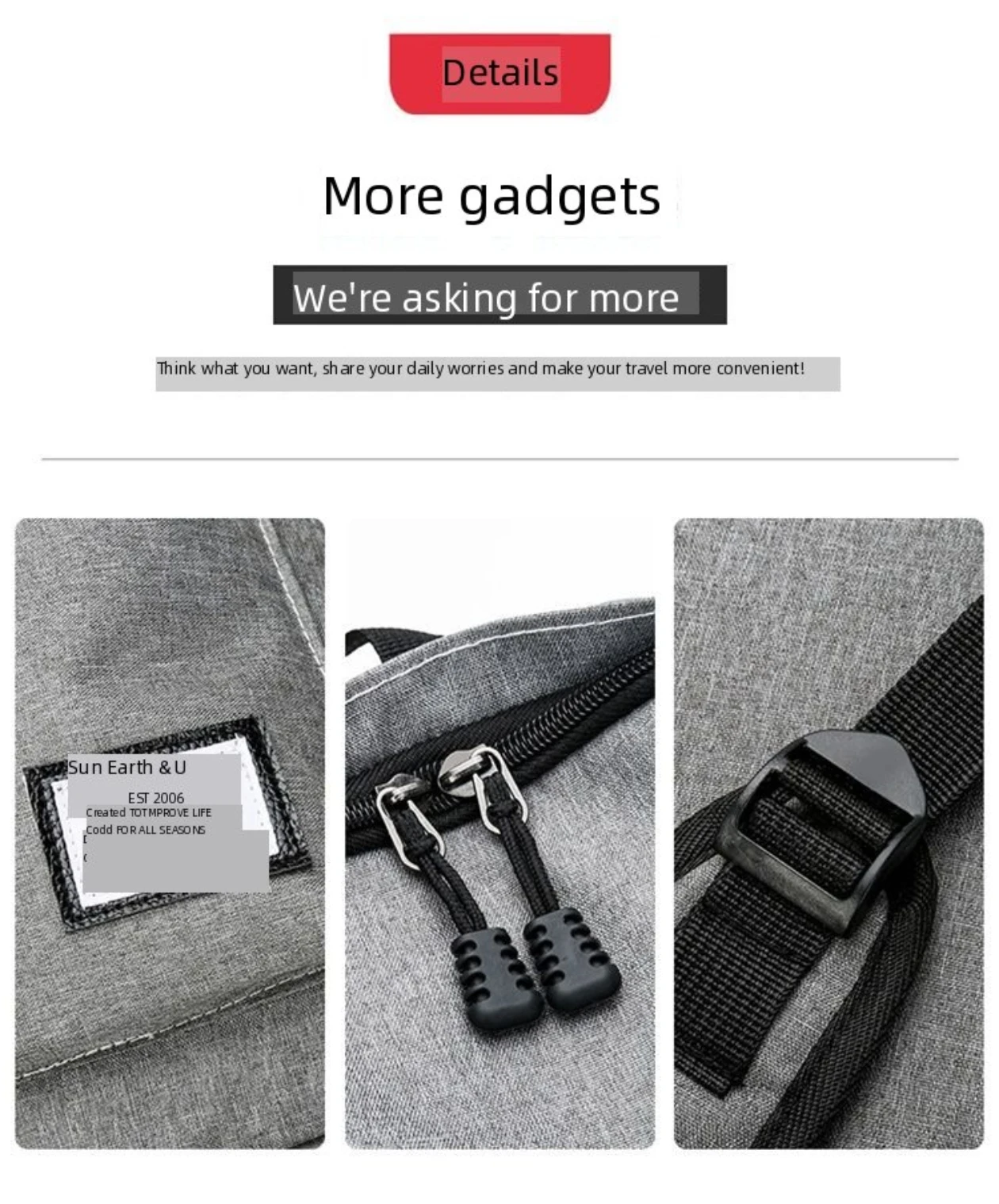 Zaino minimalista alla moda per uomo e donna, zaino versatile, zaino per studenti di grande capacità, borsa da viaggio per computer, lavabile - immagine 2