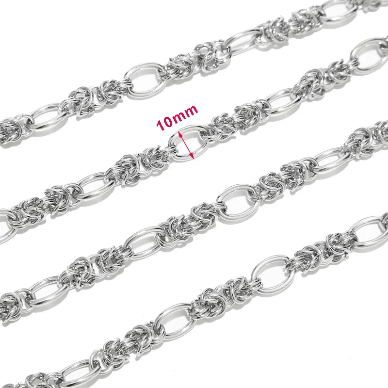 1M 10mm Width Stainless Steel Heavy Multiple Circles Chains Handmade Link Chain For Men DIY Jewelry Necklaces Making Top Quality