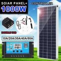 1000W panneau solaire 12V cellule solaire 10A-100A contrôleur Kit de plaque solaire pour téléphone RV voiture caravane maison Camping batterie extérieure 1