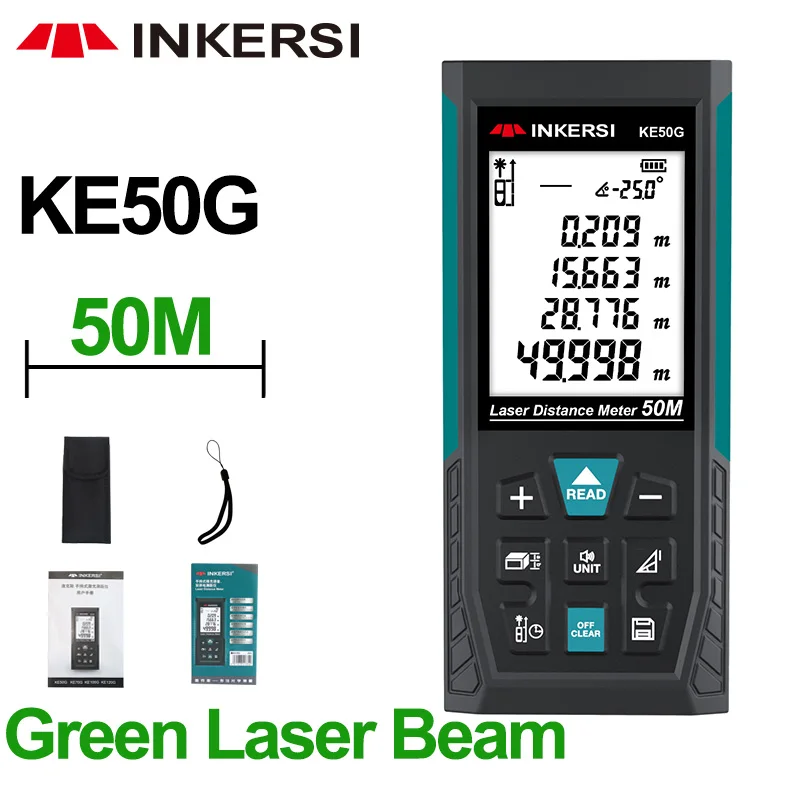 INKERSI Laser Distance Meter 50/100/120M Laser Tape Measure Rangefinder Digital Construction Roulette Trena Lazer Range finder