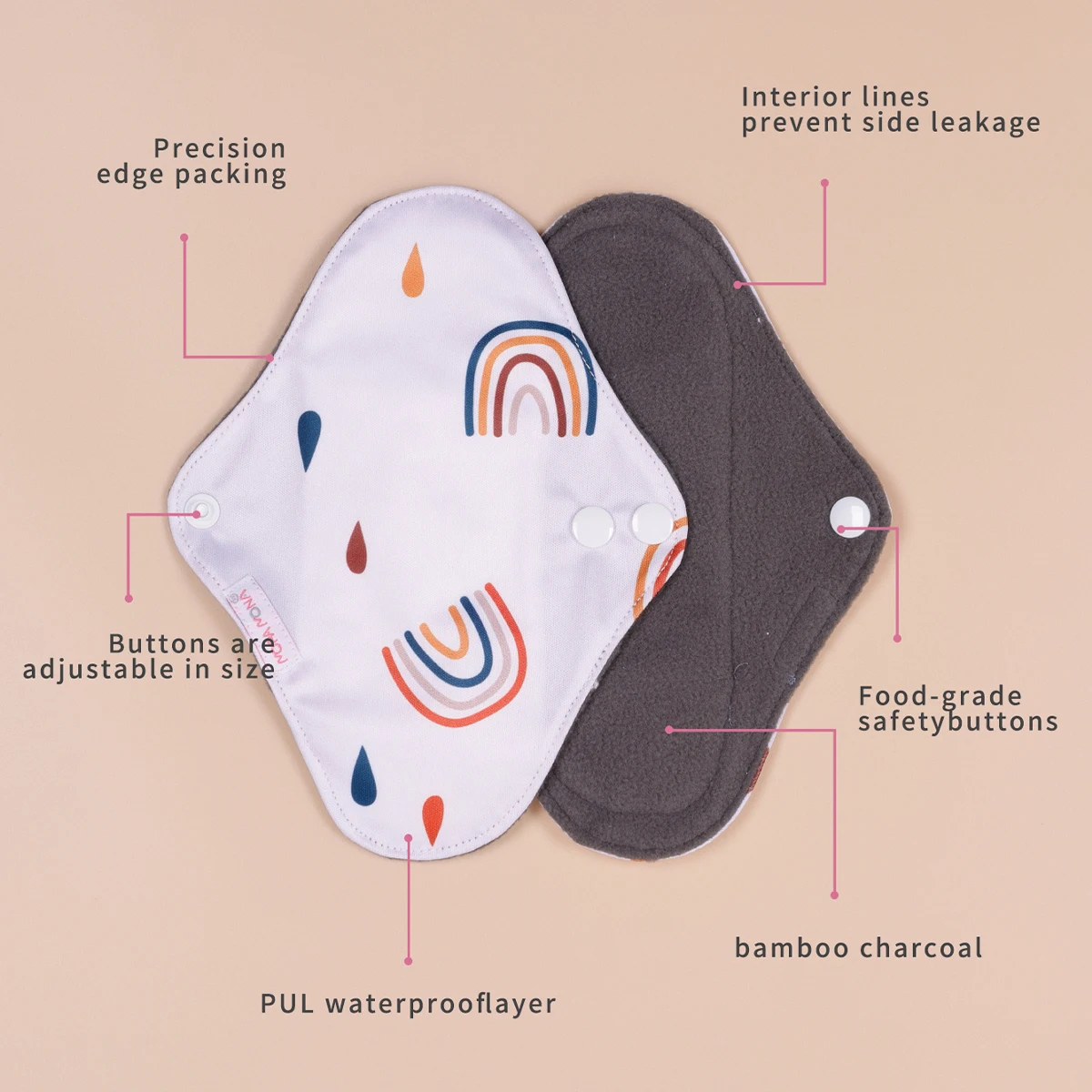 sanitary pads S Size Random Color 5pcs/set Absorbent Microfiber Bamboo Charcoal Menstrual Pads Waterproof Washable Reusable Sanitary Pads