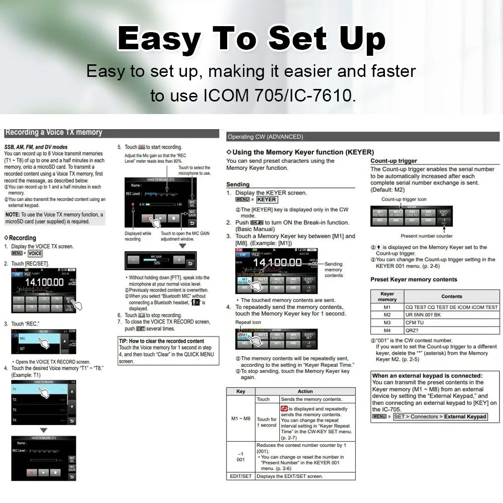 New  M8 External Control Keyboard For ICOM IC-705 IC-7610 Walkie Talkie