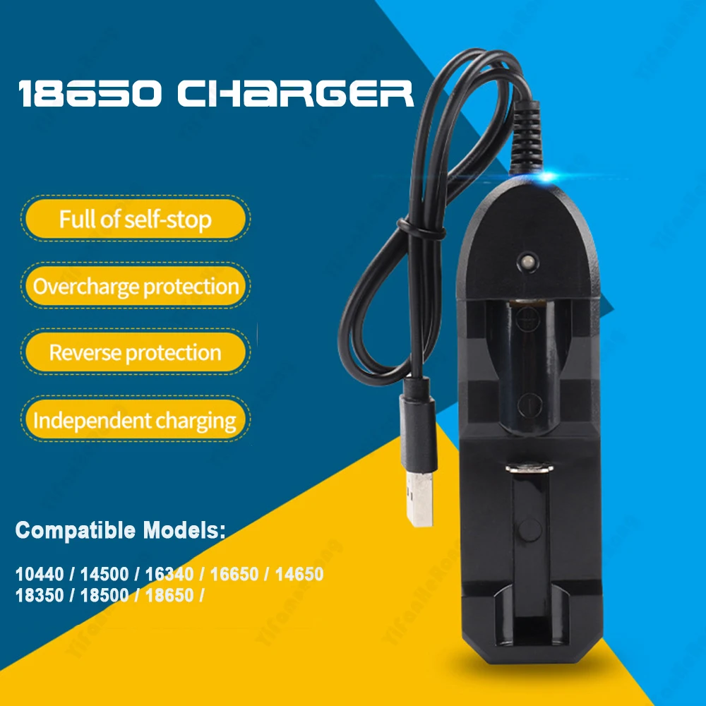 

Battery Charger 1 Slot 18650 USB Universal Smart Quick Battery Rechargeable Lithium Battery Charger for 14500 16650 14650 18500