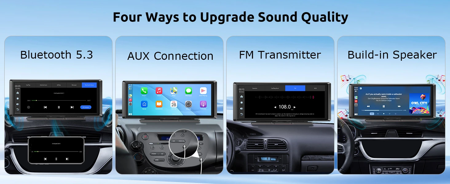 Tragbares Autoradio ESSGOO 8.1" Universal CarPlay für Autos Wohnmobile LKW SUV Pick-ups Drahtloses Android Auto FM Bluetooth MP5-Player AUX Mirror Link Touchscreen – Detail 6