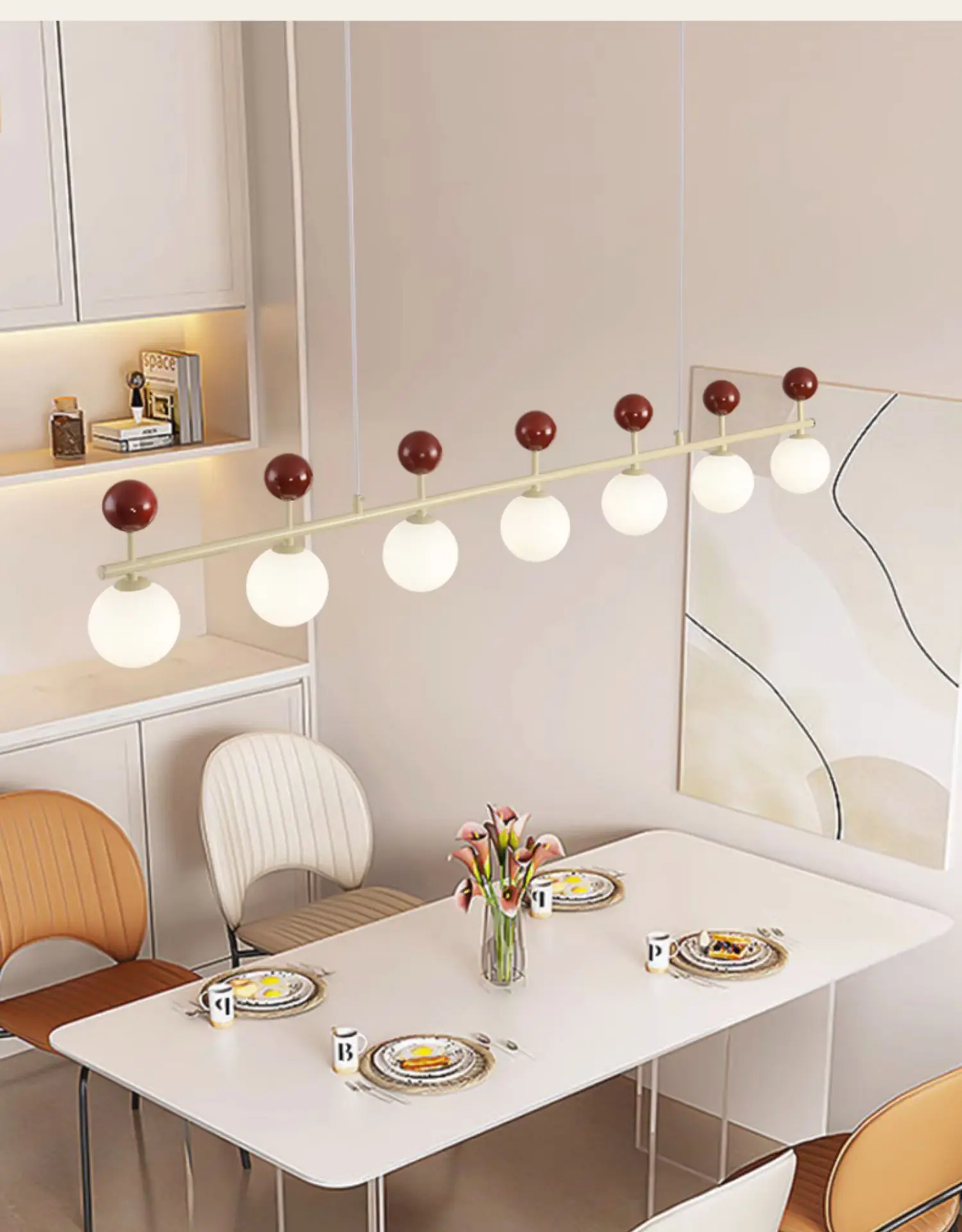 LED Creme Stil Kronleuchter Französisch Glas Ball Anhänger Lampe Für Wohnzimmer Schlafzimmer Restaurant Moderne Esstisch Hängen Lampe – Detail 19