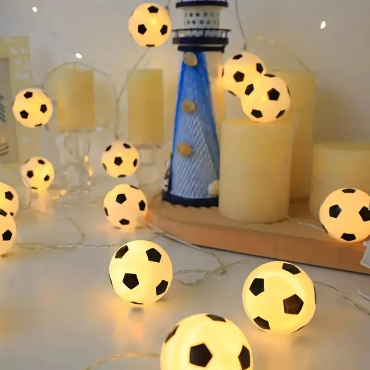 1pc 10/20LED Football String Lights Creative Atmosphere Lamp Battery Powered For Restaurants Window Displays Room Holiday Decor
