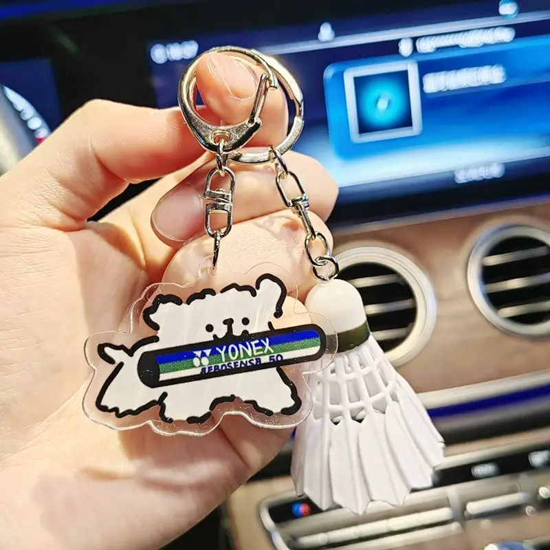 YONEX Badminton Keychain Cartoon Tennis Racket Backpack Keychain Acrylic Pendant Couple's Gift badminton keychain
