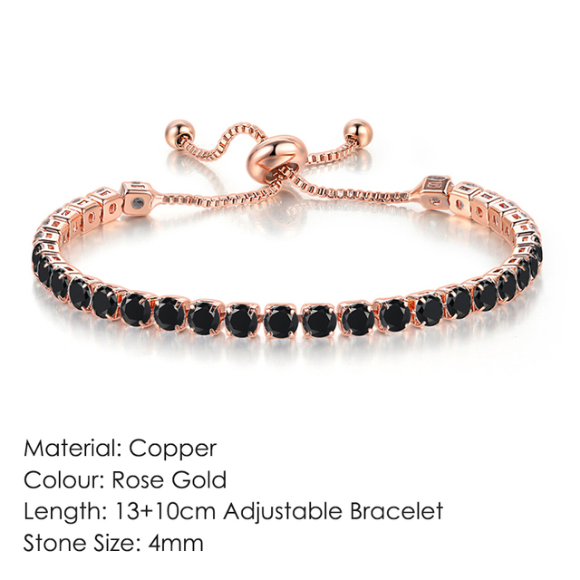 Luxury Adjustable Tennis Bracelets For Women Christmas Gift Rainbow Zircon Rose Gold Color Chain Jewelry Korean H056
