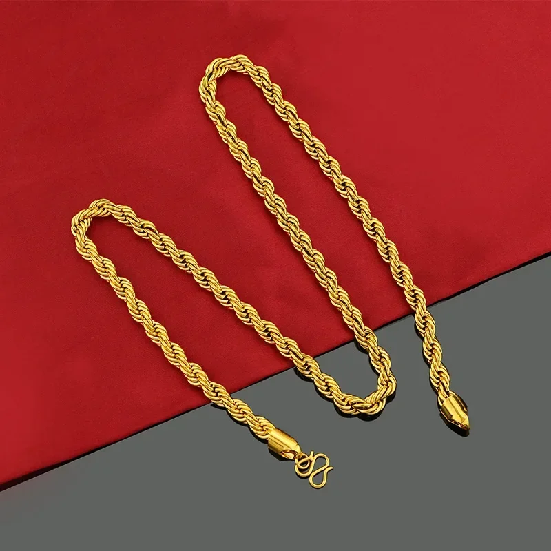 High-Quality 24K 9999 Real Gold Necklaces in Gold Shop-Men's and Women's Styles, Fortune into Treasure Design