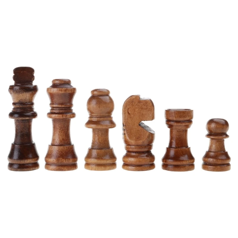 32Pcs/lot Wooden International Chess Pieces with No Board, Portable Chess Pieces Replacement Tournament Set