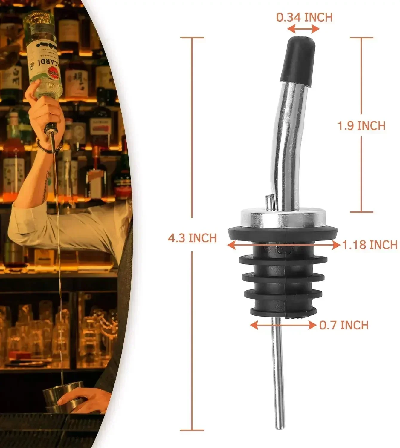Cocktail Shaker 304 Stainless Steel Stopper for Bottle Wine Pour Bar