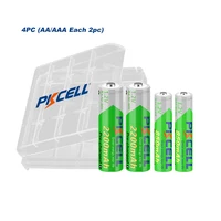 4/8/16/24 Pack PKCELL 2200MAH AA Battery +AAA 850MAH 1.2V NI-MH AAA/AA Rechargeable Batteries and Battery Box for Flashlight Toy 4