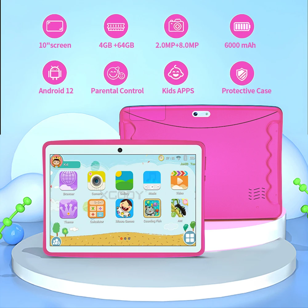 New 5G Kids Pad 10.1 Inch Android Tablet Google Play  quad core 4GB RAM 64GB ROM  FHD Display Dual SIM Dual WiFi 5000mAh 2