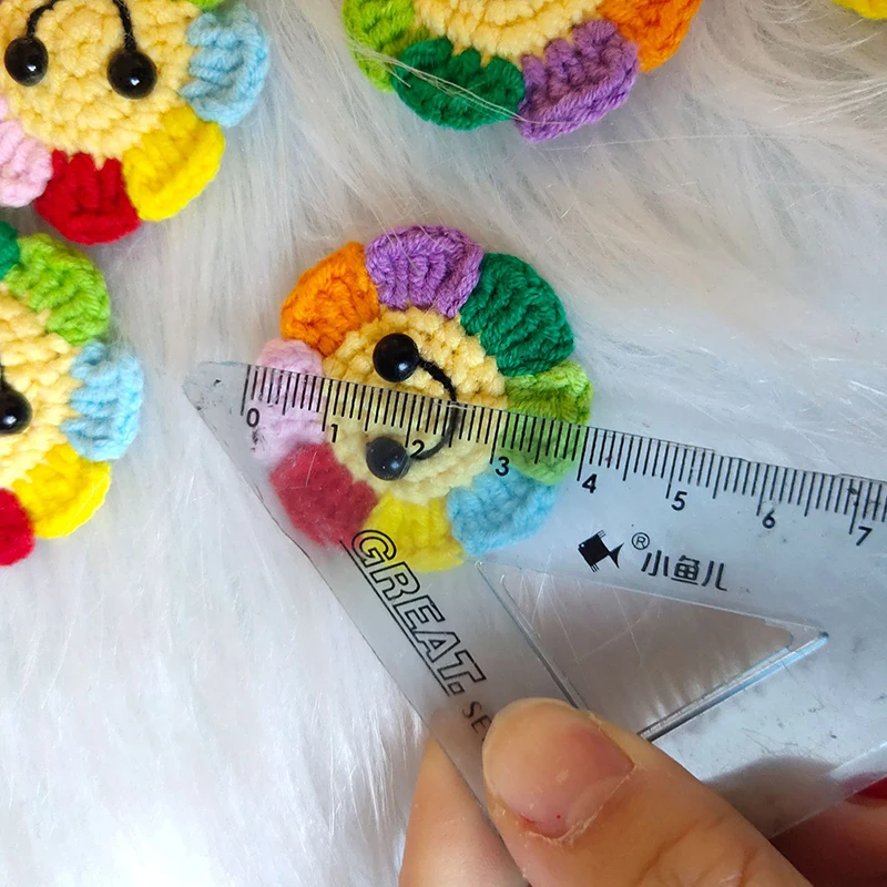 DIY Handmade Wool Crochet Colorful Smile Crochet Sunflower Sweater Decorations Cute Cartoon Sun Ornament Accessories Knit crochet yarn