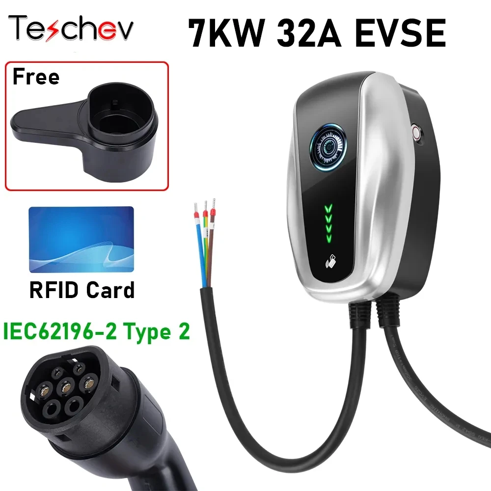 

New EV Charger Type 1 & Type 2 Plug 7KW 32A EVSE Wallbox Charging Station SAE J1772 IEC62196 Charging Cable Electrical Vehical