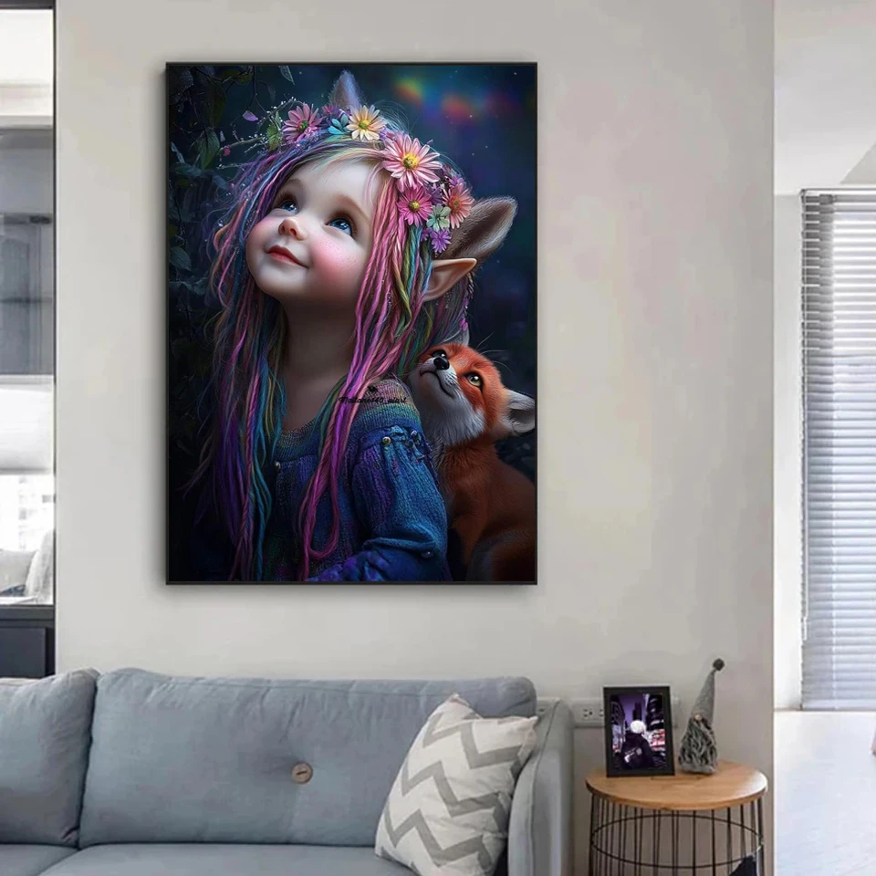 Elf Girl & Fox Diamond Painting Kit 2