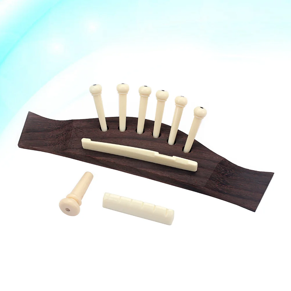 

6-String Rosewood Saddle Plastic Guitar Saddle Nut Slotted Bridge Endpins for Folk Classical Acoustic Guitar Replacement Parts