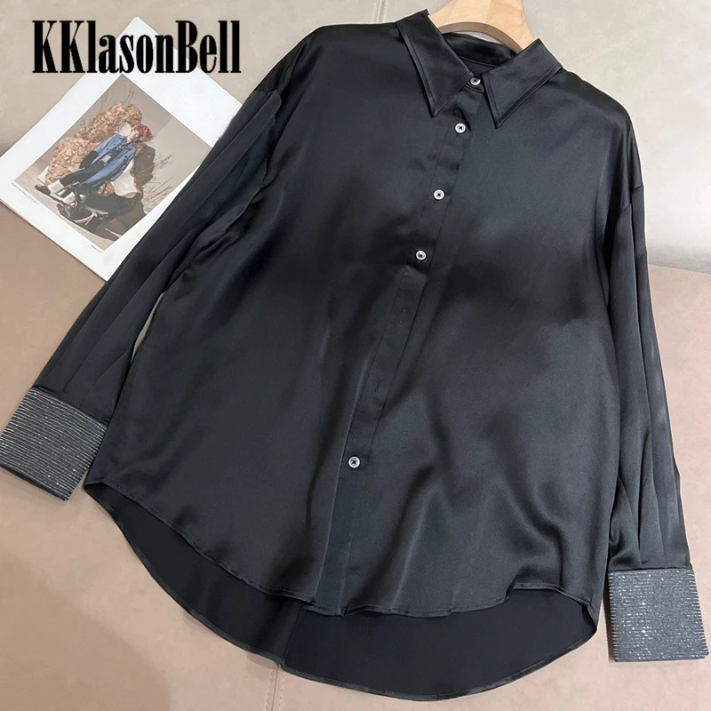 

1.16 KKlasonBell Bead Chains Cuff Loose Comfortable Temperament Silk Shirt Women