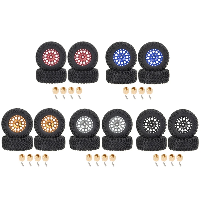 

4Pcs 64X24mm 1.2 Inch Metal Beadlock Wheel Rim Tire Set For 1/18 1/24 RC Crawler Car Axial SCX24 AX24 TRX4M FCX24