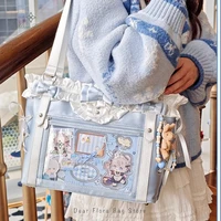 Japanese Sweet Women Ribbon Ita Bag Fashion Large Capacity Tote Bag Aesthetic Shoulder Bag Cute Lolita Girl Transparent Handbags - Image 4