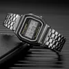 Harajuku Luxury TOP Brand Women Watch Gold Stainless Steel WR F91W LED Electronic Waterproof Multifunction Square Digital Watch 2