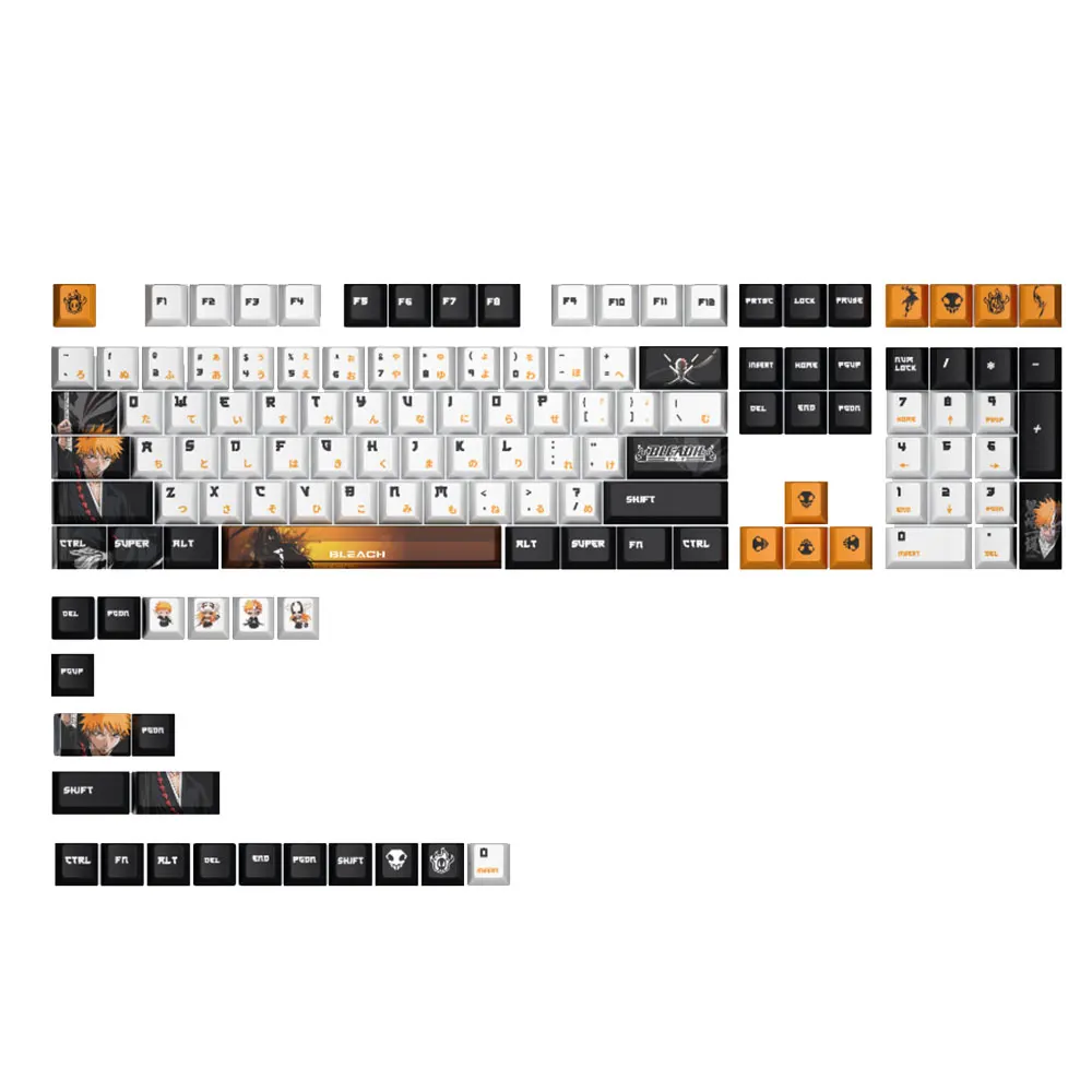 Anime Keycap para Teclado Mecânico Kurosaki Ichigo Pbt Perfil Cereja 61 68 75 104 108 128 Chaves - Imagem 5