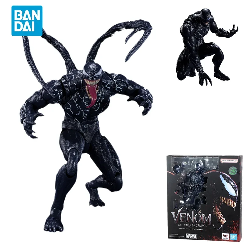 Spot Direct Delivery Bandai Original Venom 2: Lascia Che Ci Sia Carnage Anime Figure Shf Venom Action Figure Toys For Kids Gift