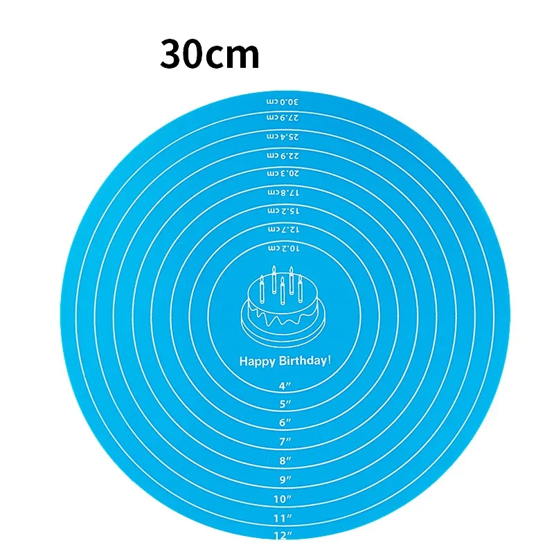 Silicone Baking Mat Cake Turntable Baking Supplies Cake Tools 30cm Round Cake Baking Mat Silicone Cake Turntable Non-slip Mat with Scale High Temperature Resistant Kitchen Accessories