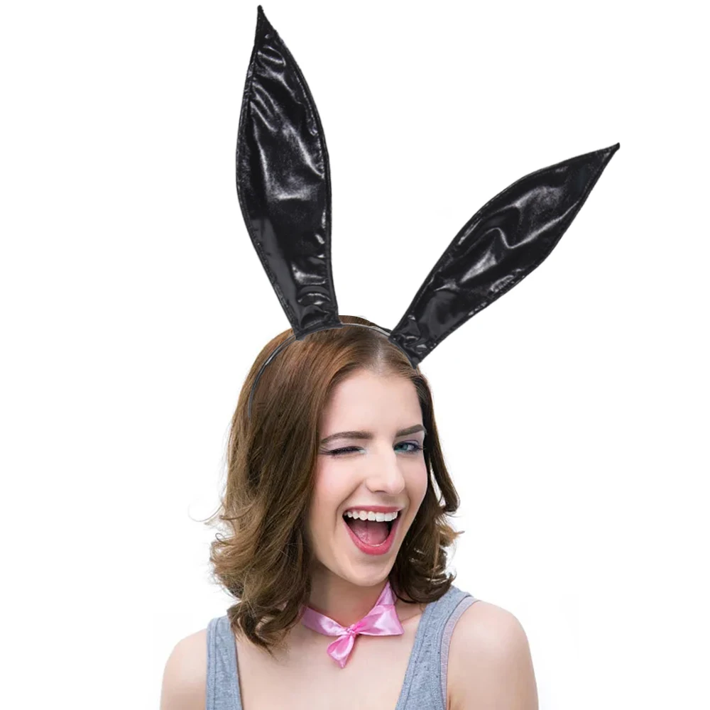 

Sexy Bunny Maids Ears Headband Cosplay Leather Rabbit Ear Hair Hairband DJ Night Club Bar Christmas Party Costume Cosplay Props