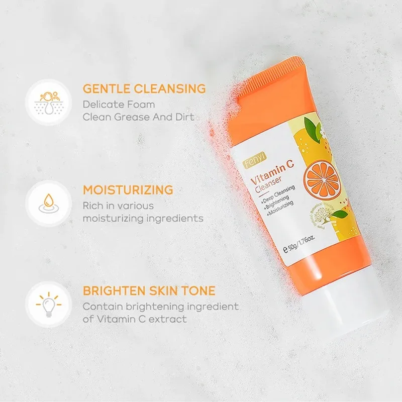 Vitamin C Facial Cleanser Skin Deep Cleansing Moisturizing Blackhead Removal skincare Face Wash Foam Face Cleanser Skin Care 2