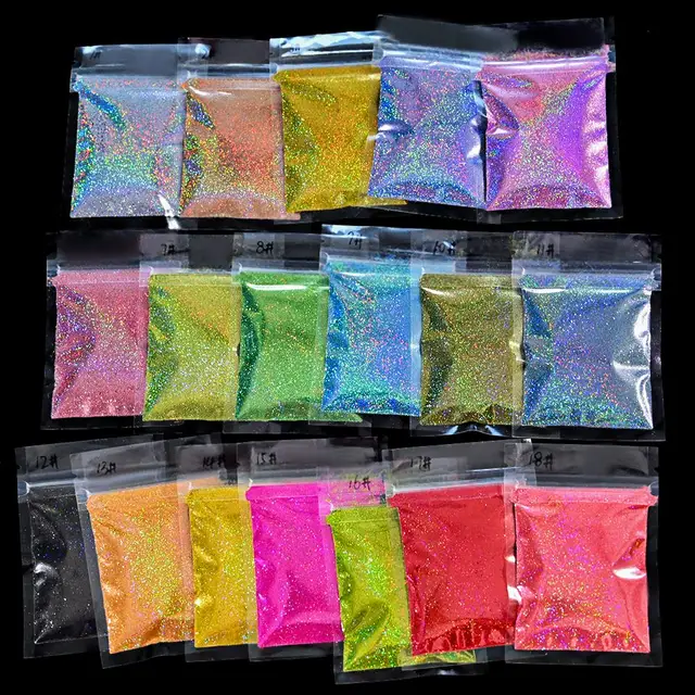 1bag(10g) Holographic Ultra Fine Glitter Powder Metallic Resin Nail Art  Glitter Craft Sequins 1/128 0.2mm Sparkly Laser Glitter - AliExpress