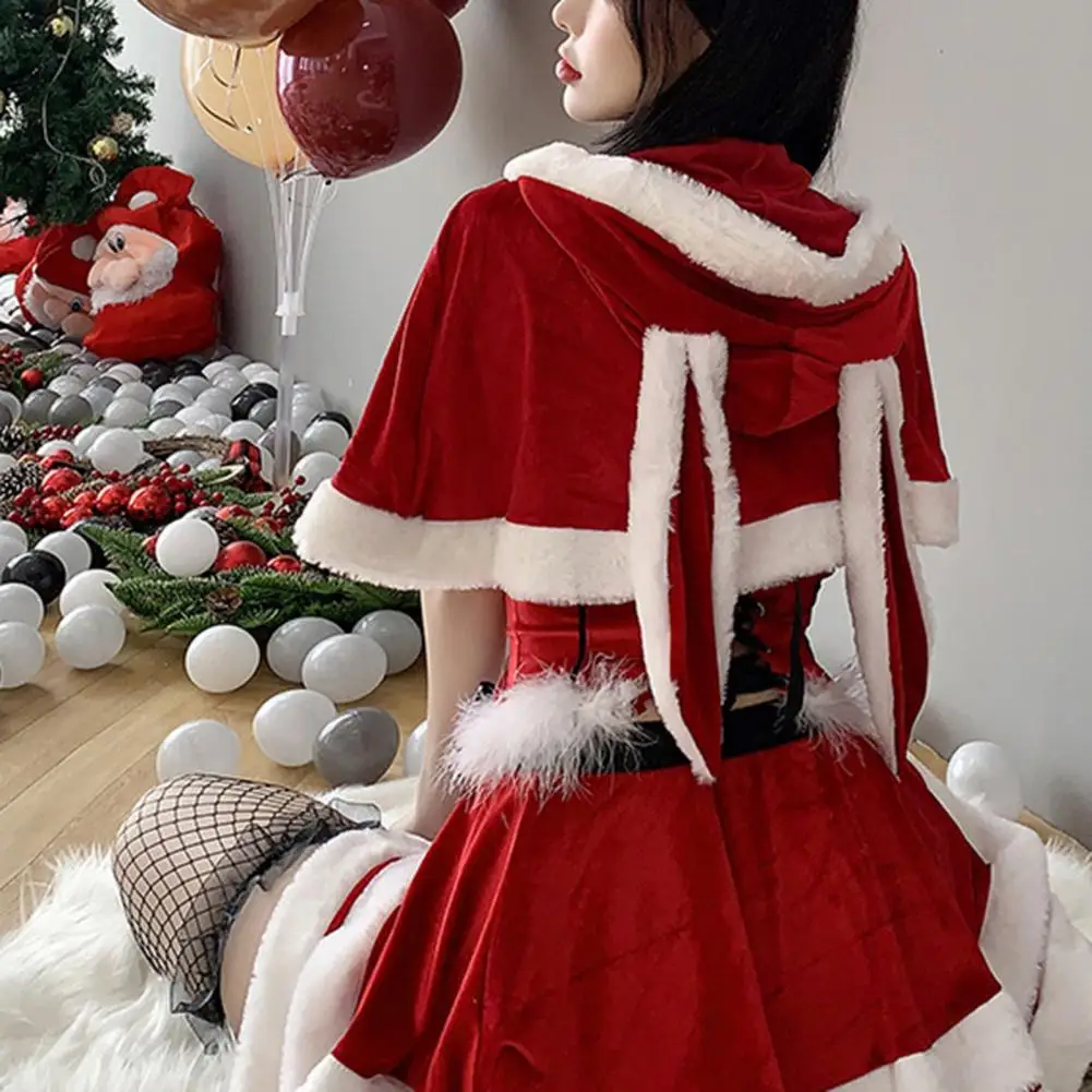 Rabbit Ear Shawl Rabbit Hooded Cosplay Shawl For Christmas New Year Party Warm Plush Santa Claus Cape Bunny Girl Cloak Costume santa claus dog costume christmas pets clothes