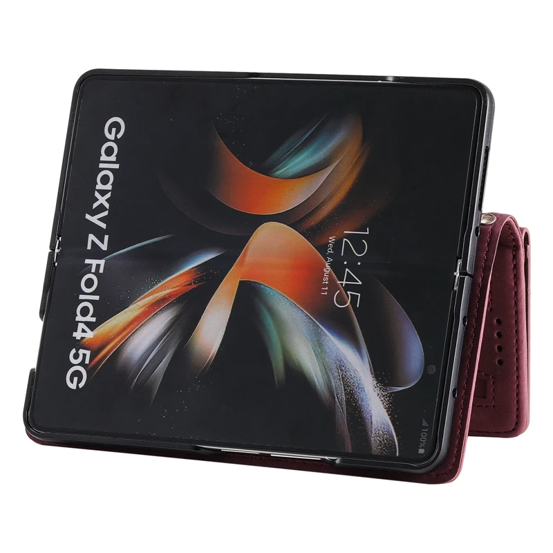 Double Layer Multi-function Zipper Wallet Case for Samsung Galaxy Z Fold 4 PU Leather Phone Bag for SM-F936B SM-F936U SM-F936N