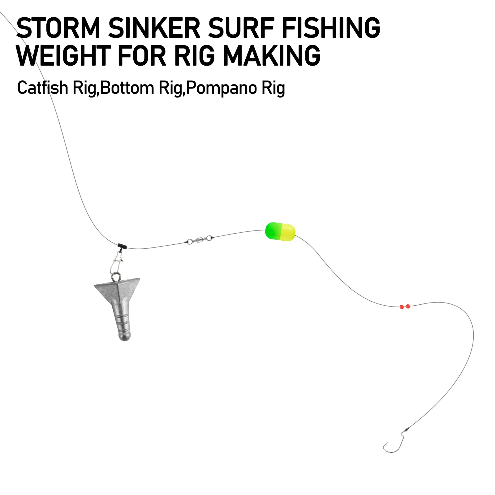 5pcs Storm Sinker Hatteras Surf Fishing Weight Pyramid Sinker