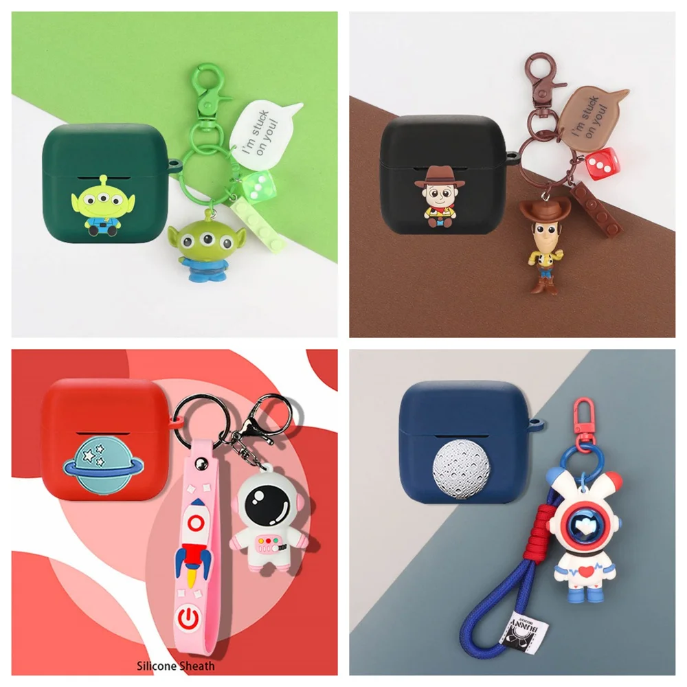 Estojos de Ouvido de Silicone para Skullcandy Mod Capa Protetora com Adorável Chaveiro Bonito Cartoon Anime Toy Story Alienígena Silicone Macio