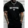 2025 New TRUE RELIGION Letter Fun Printed Cotton Men's T-shirt Fashion Loose Casual Daily Trend Large Round Neck Street T-shirt 1