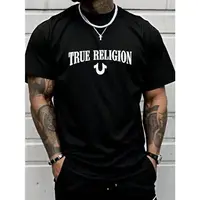 2025 New TRUE RELIGION Letter Fun Printed Cotton Men's T-shirt Fashion Loose Casual Daily Trend Large Round Neck Street T-shirt 1