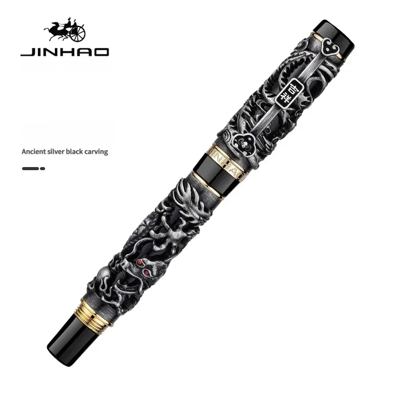 Jinhao 드래곤 릴리프 만년필, 럭셔리 우아한 피닉스 골든 메탈 펜, 글쓰기 학용품 문구, 3D 펜촉, 0.5mm, 1.0mm