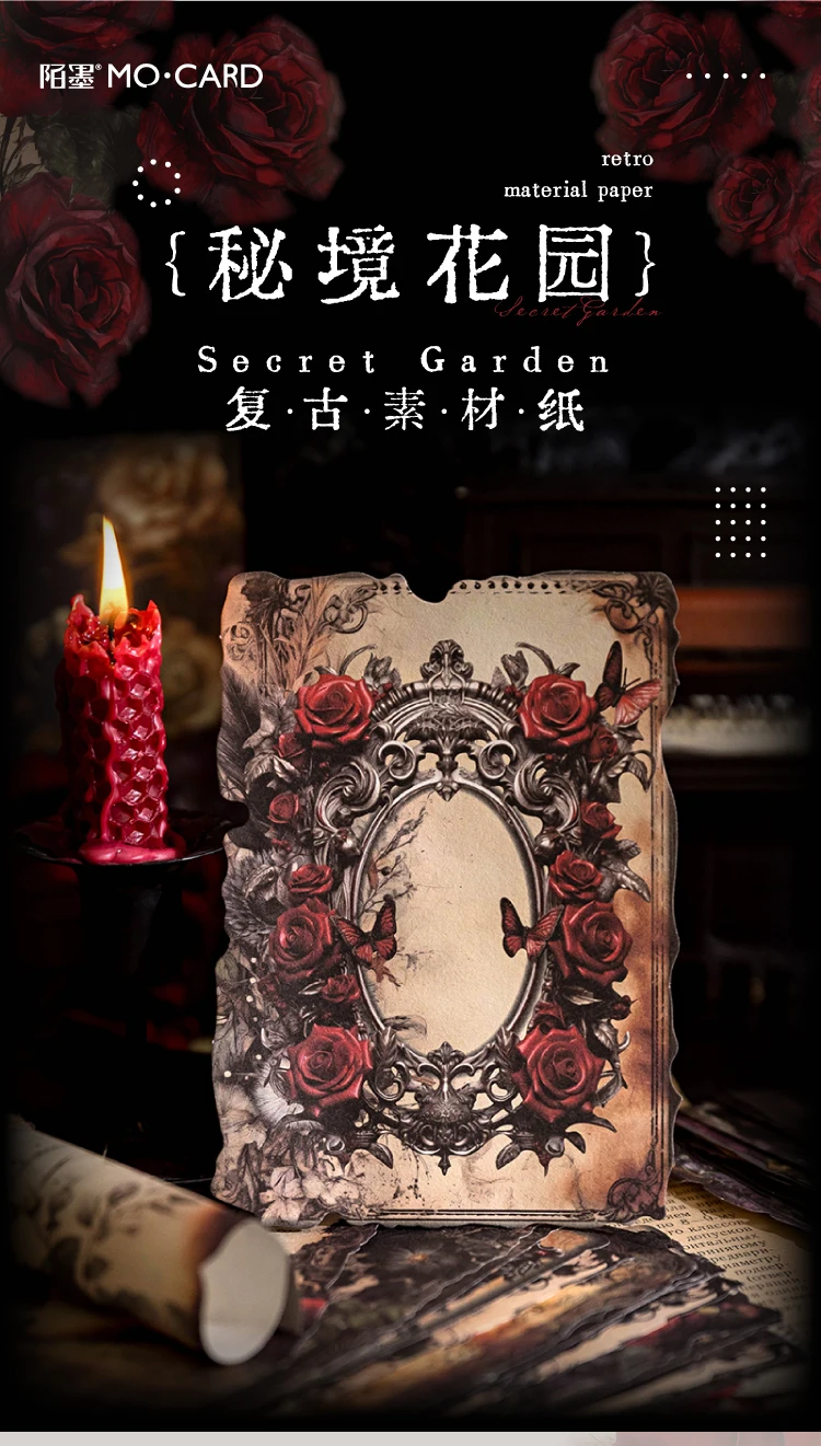 30 Stück Secret Garden Decor Scrapbook Vintage Material Papier Combo Kit DIY Junk Journal Collage Fotoalbum Retro Hintergrundpapier – Detail 1