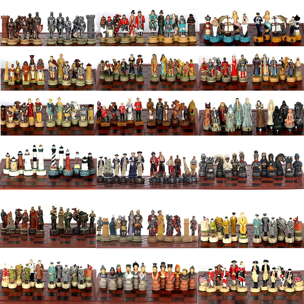 Chess Games Luxury Knigh Unusual Character Theme Hand-painted Multiple Themes Can Choose The Packaging Box As The Chessboard