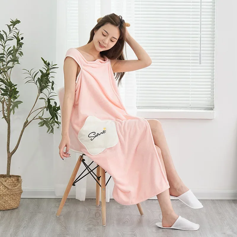 Wearable Microfiber Bathrobe Woman Shower Female Soft Bath Towel for Adults for Home Textiles Bath and Sauna Towels Bathroom